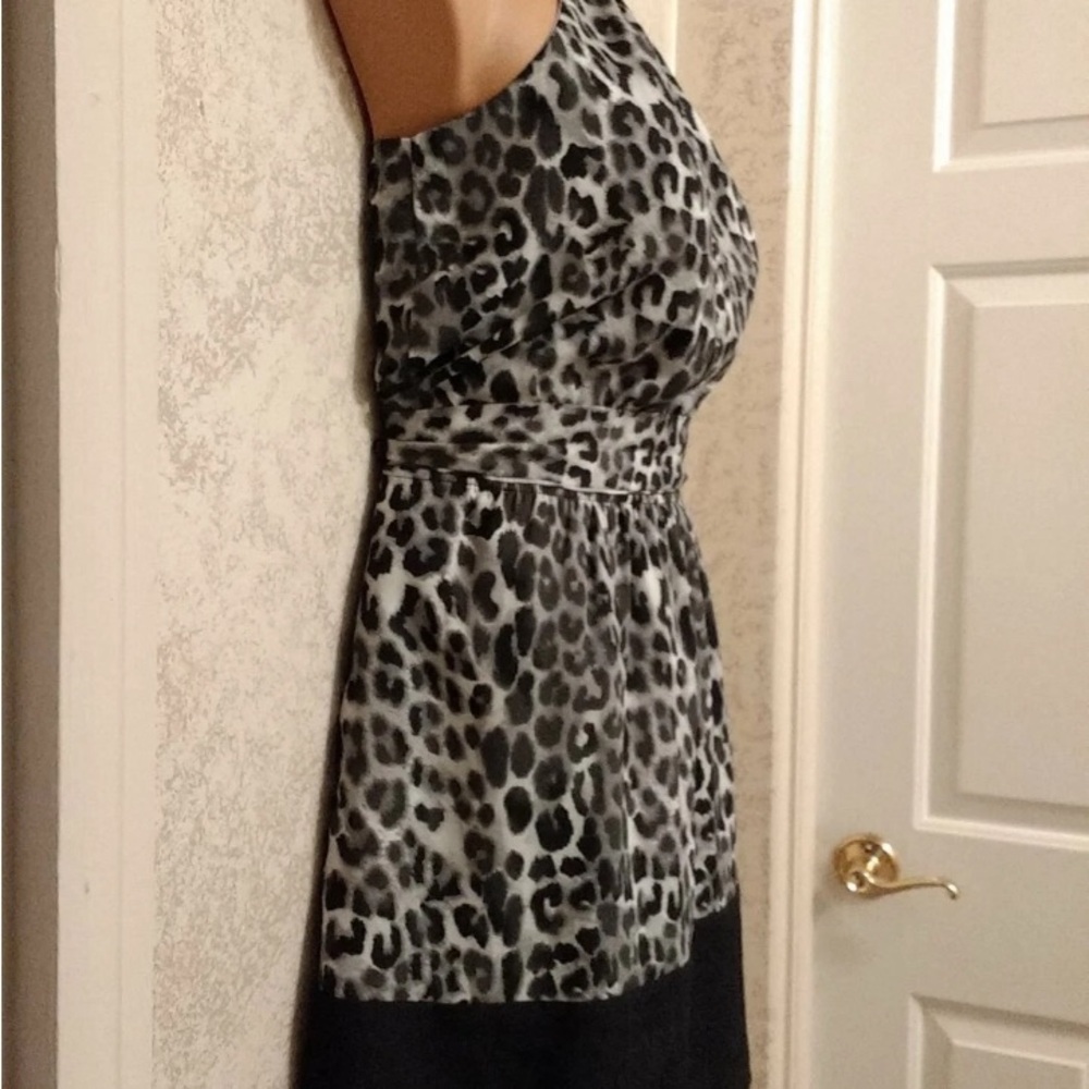 Express Black and White Leopard Print Midi Halter Dress - Picture 7 of 12